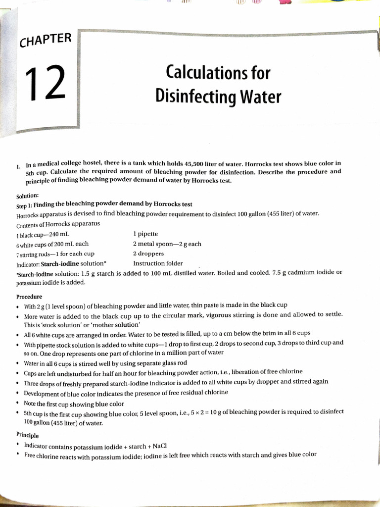 Bleaching Powder Calculation for Water Disinfection | PDF | Bleach | Water