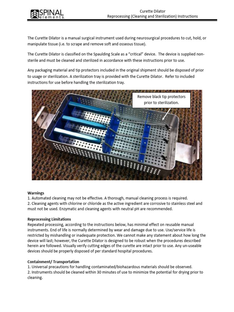 Curette Dilator Cleaning & Sterilization Guide | PDF | Sterilization ...