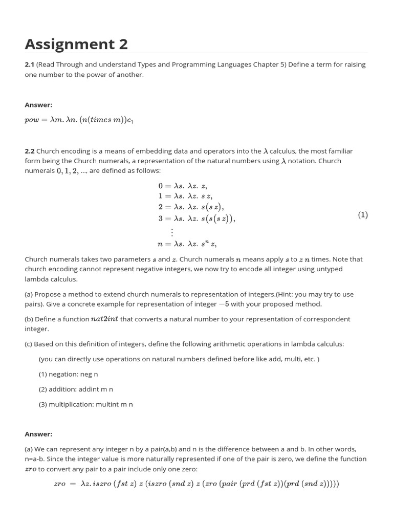 Understanding Church Encoding in Lambda Calculus | PDF