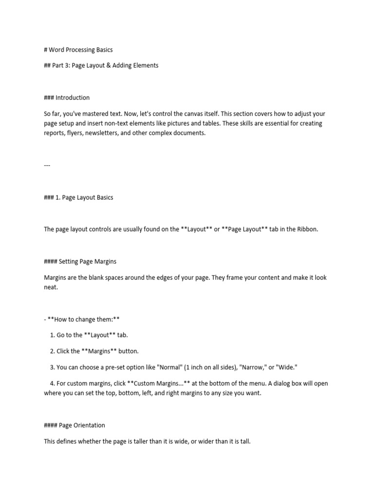 Page Layout & Elements in Word | PDF | Page Layout | Button (Computing)