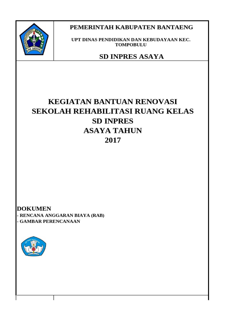 RAB Renovasi Ruang Kelas SD Inpres Asaya | PDF