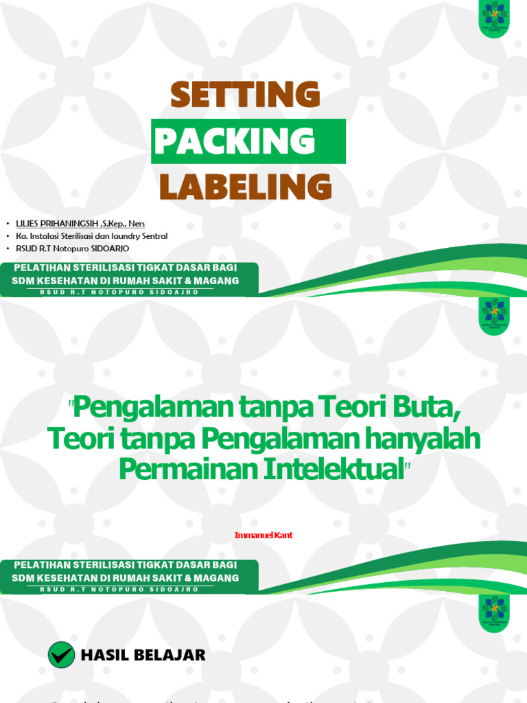 Setting Packing Labelling Linen Bedah Dan Alkes Bedah - MAGANG CSSD ...