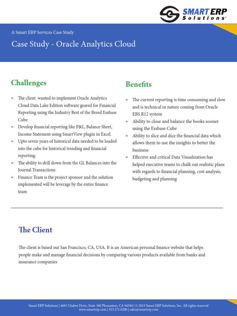 Oracle Analytics Cloud Case Study | PDF | Enterprise Resource Planning ...