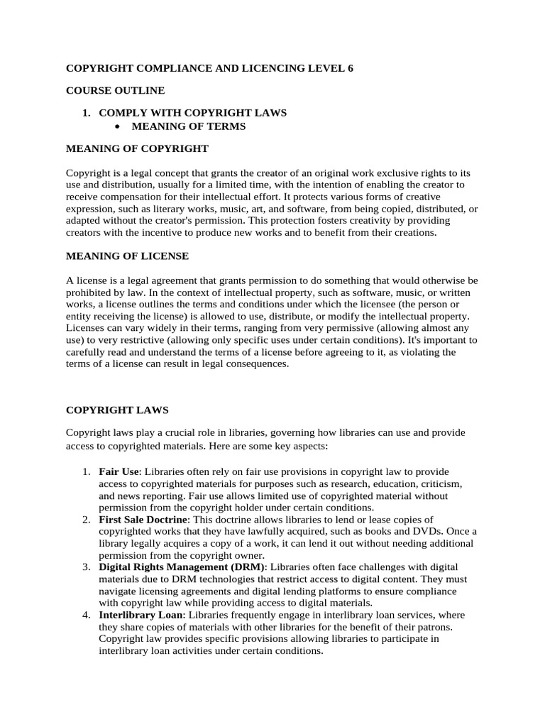Copyright Compliance for Libraries | PDF | Copyright | Copyright ...