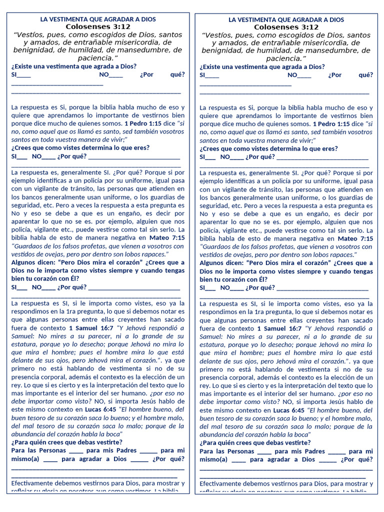LA VESTIMENTA QUE AGRADA A DIOS | PDF