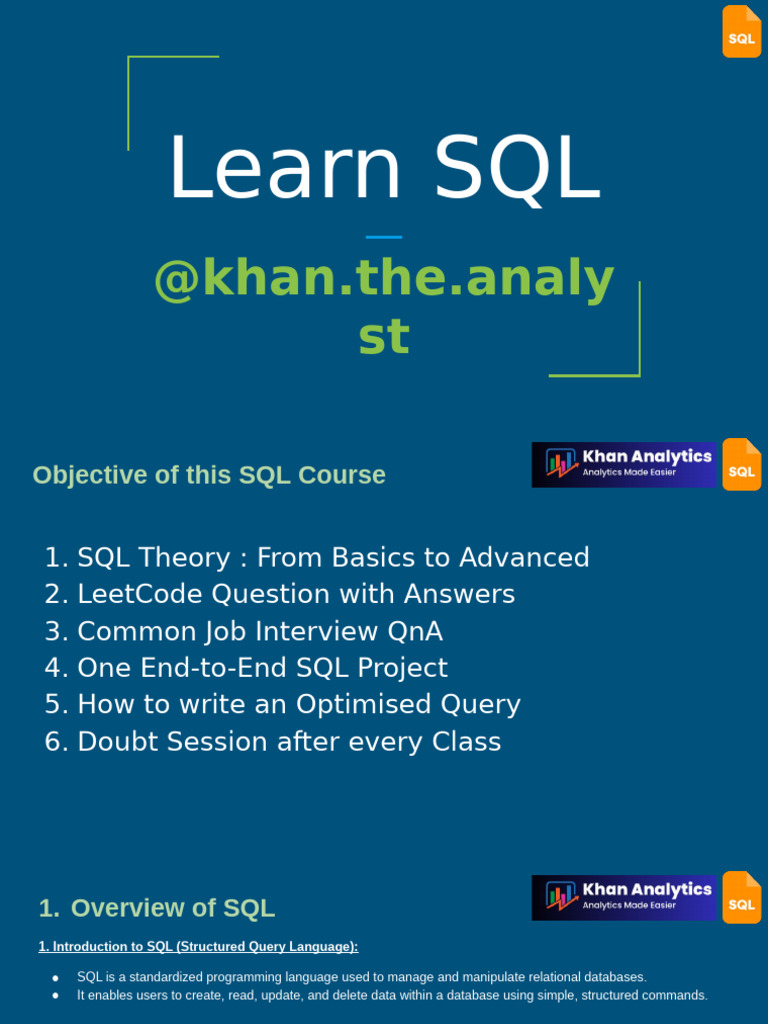 SQL Course Overview and Key Concepts | PDF | Relational Database ...