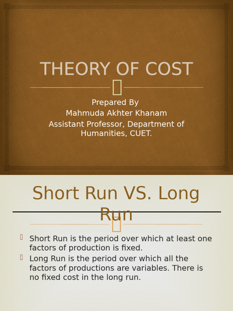 Chapter 6 Theory of Cost | PDF | Marginal Cost | Average Cost