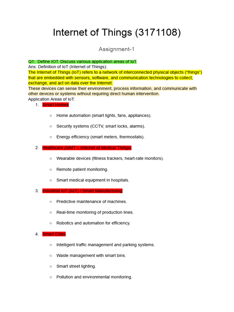 Overview of IoT Applications and Issues | PDF | Internet Of Things ...
