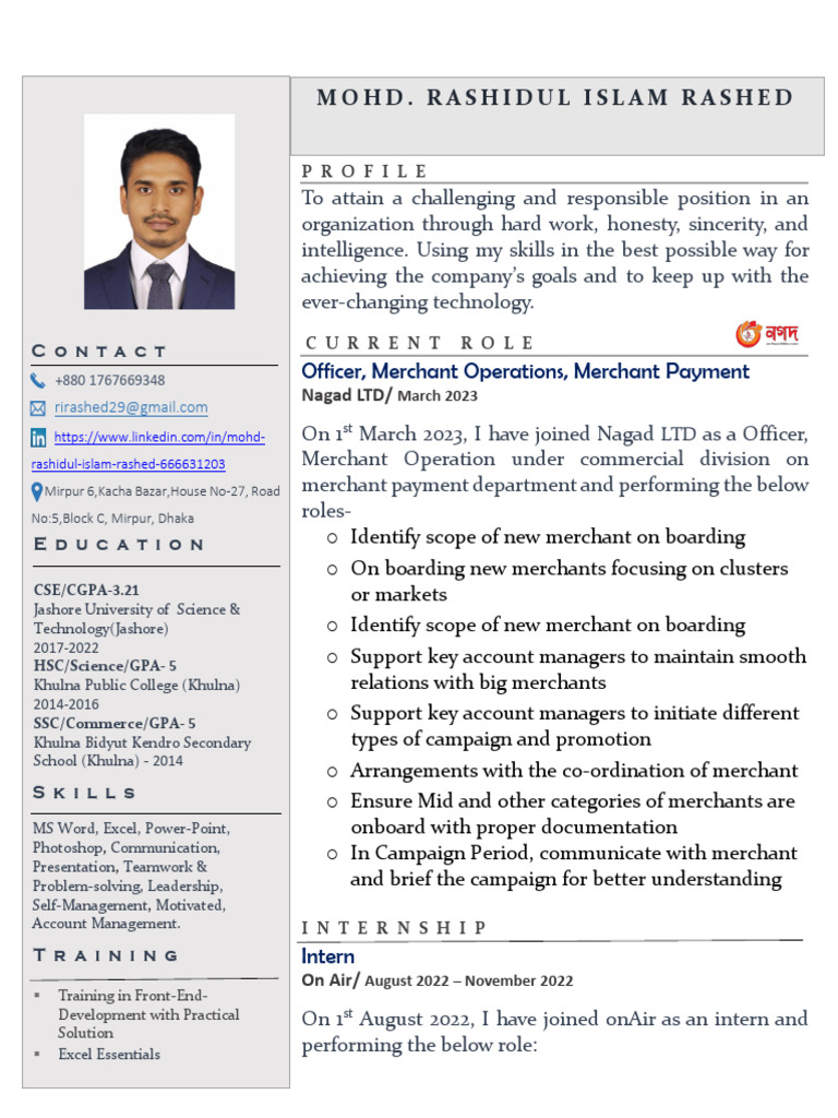 Mohd Rashidul Islam Rashed's CV | PDF