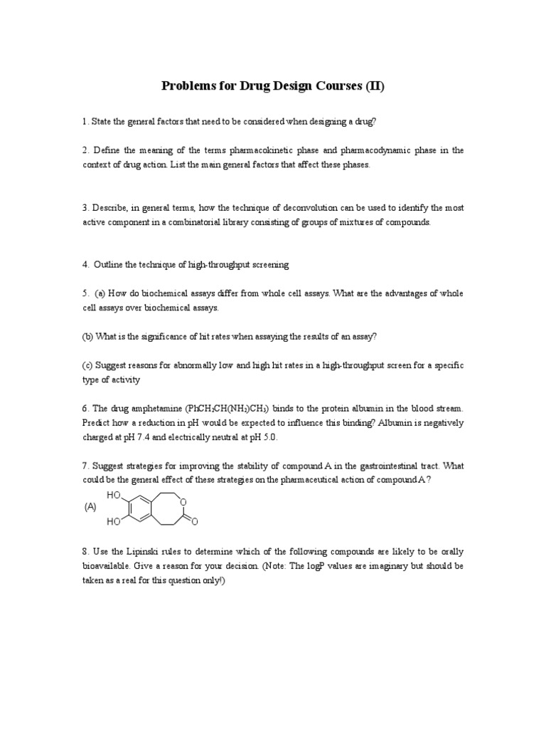 Drug Design Challenges and Concepts | PDF | Drug Design | Medicinal ...
