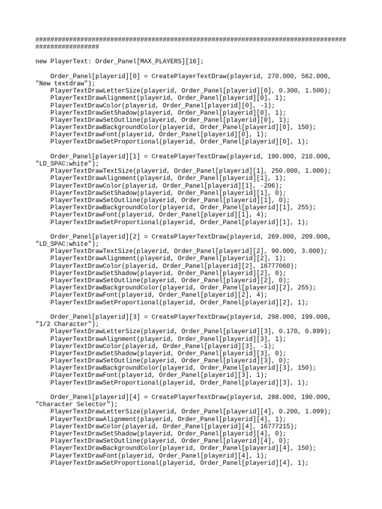 Player Text Draw Configuration Guide | PDF
