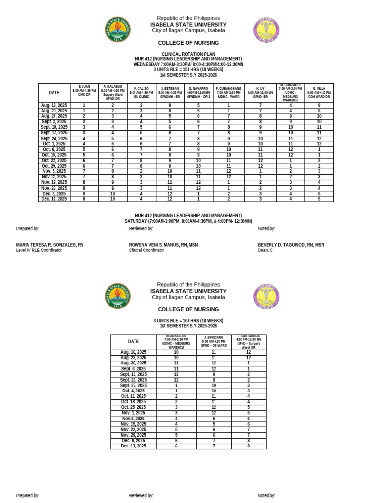 Clinical Rotation Plan Nur 412 1 | PDF