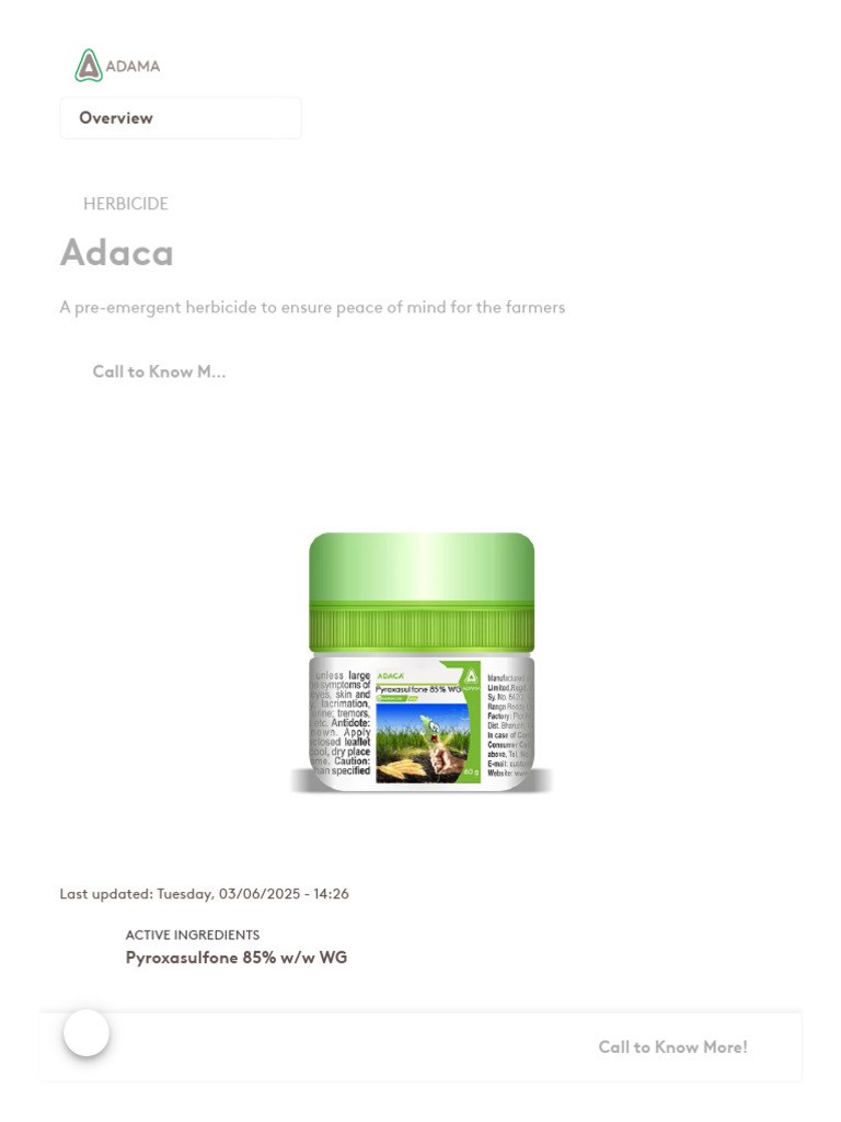 Adaca Herbicide for Wheat Crop Management | PDF