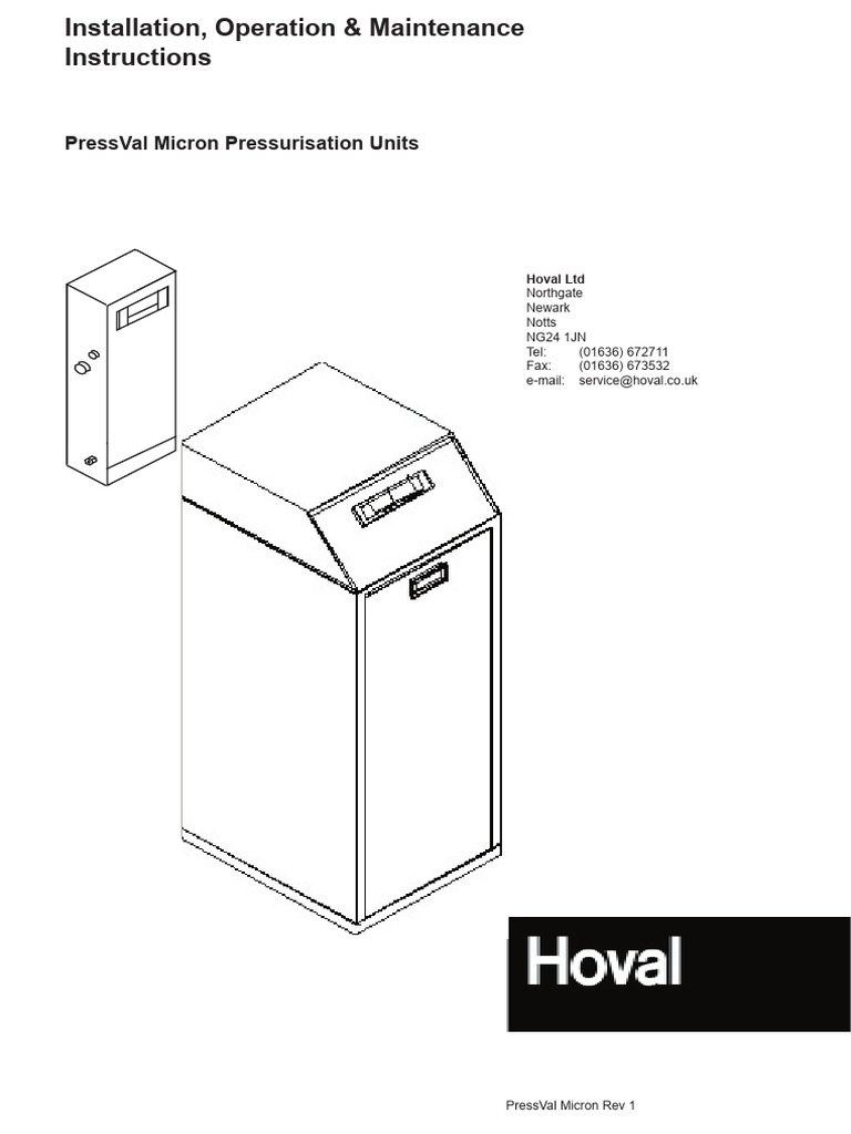 Hoval PressVal Micron Installation Guide | PDF | Litre | Volume