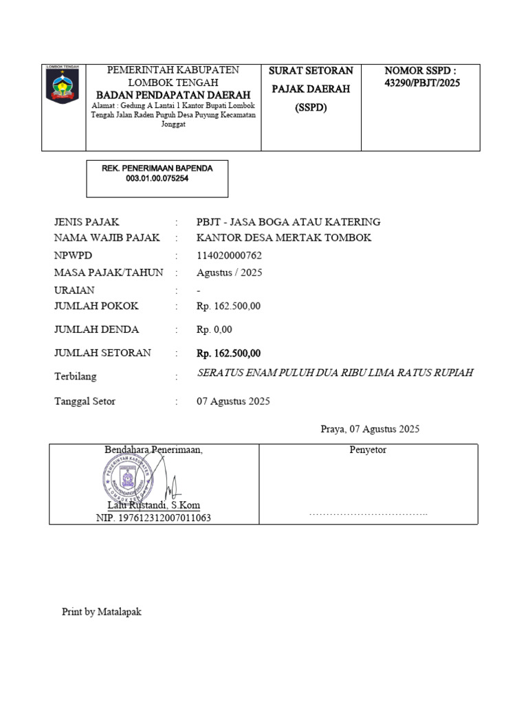 SSPD 863620240005131213202409000513 Periode 20258 | PDF