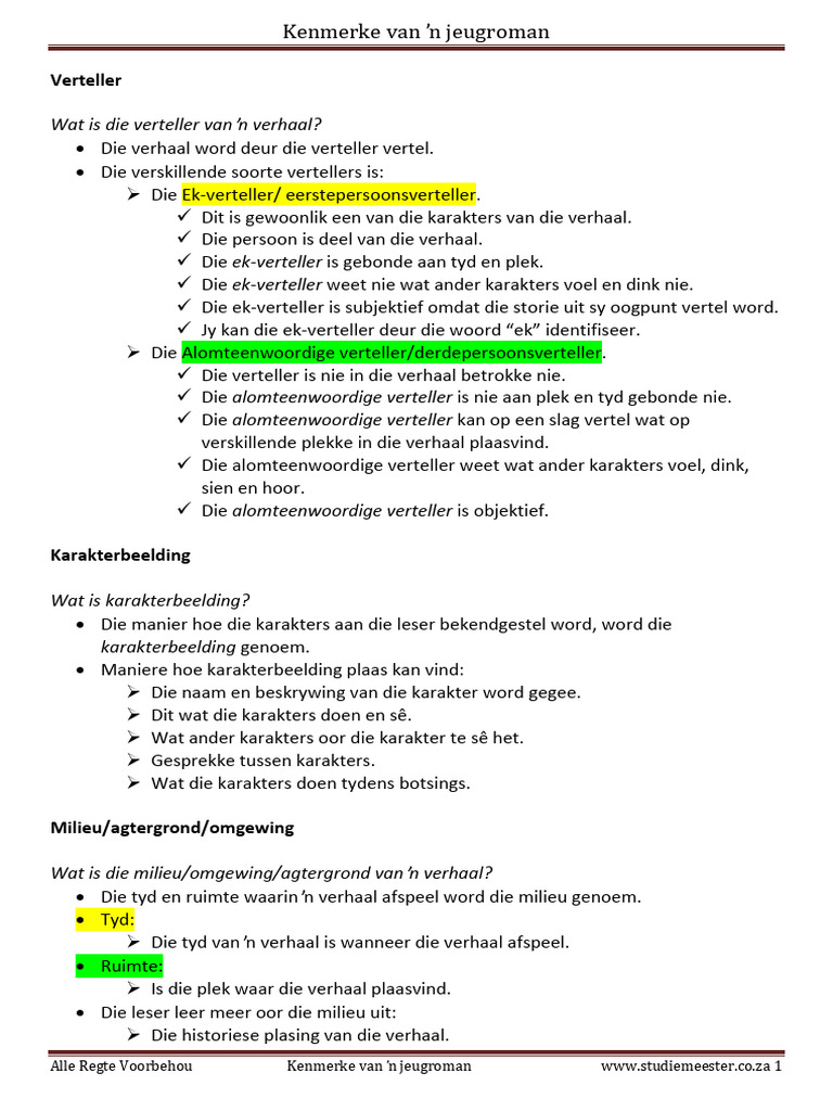 Kenmerke Van 'N Jeugroman | PDF