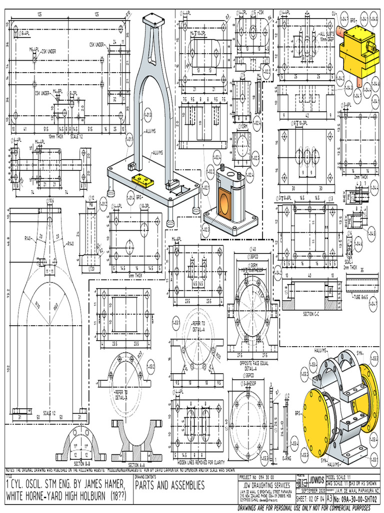 Technical Drawing for Oscillating Engine | PDF