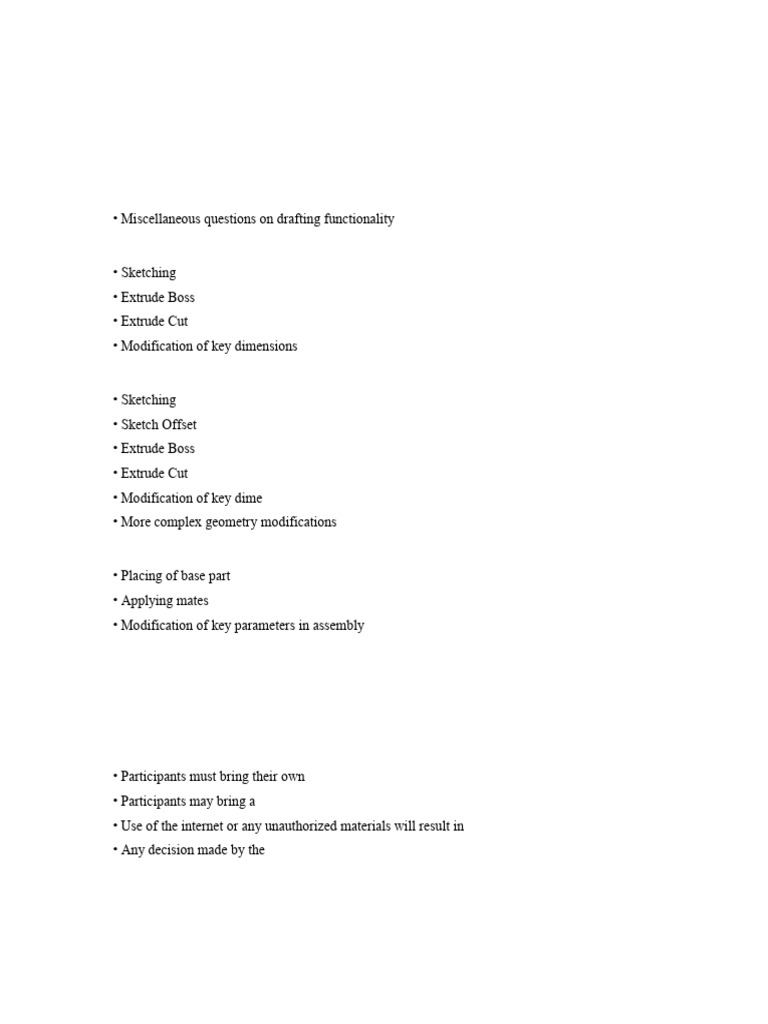 SolidWorks & AutoCAD Exam Guidelines | PDF