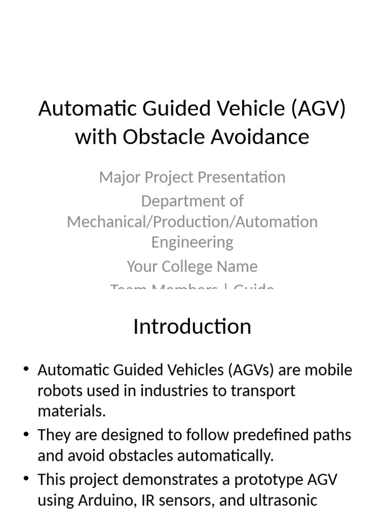 AGV Prototype with Obstacle Avoidance | PDF | Arduino | Automation