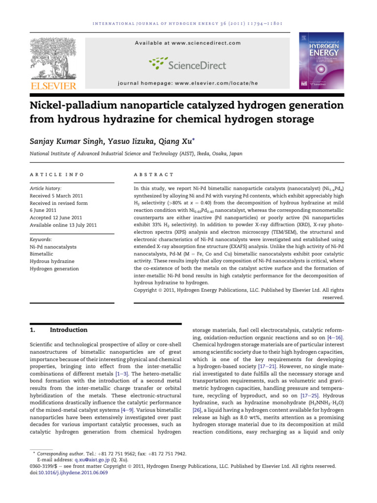 Ni-Pd Nanoparticle Catalysts for Hydrogen Generation | PDF | Catalysis ...