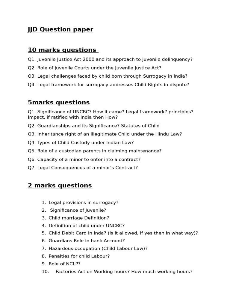 JJD Question Paper | PDF