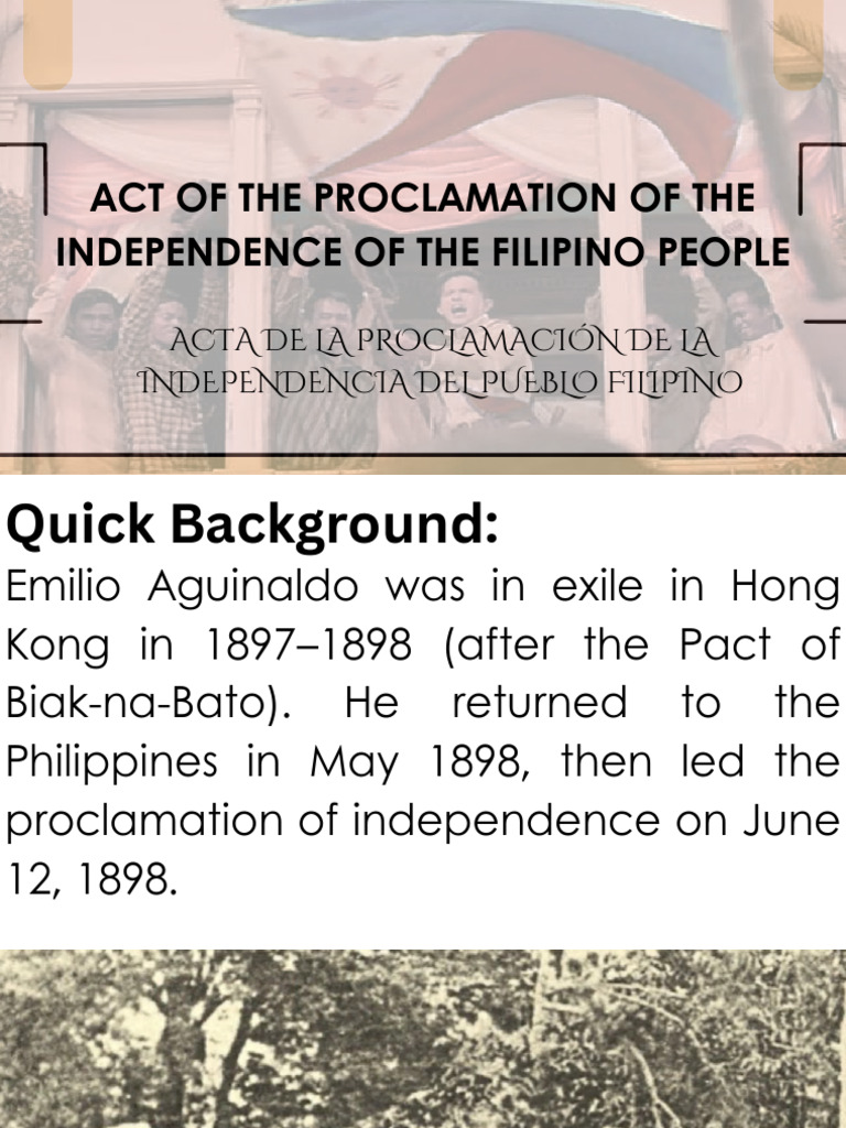 Proclamation of Philippine Independence | PDF | Spanish East Indies ...