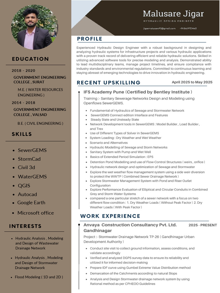 Hydraulic Design Engineer Profile | PDF | Sanitary Sewer | Stormwater