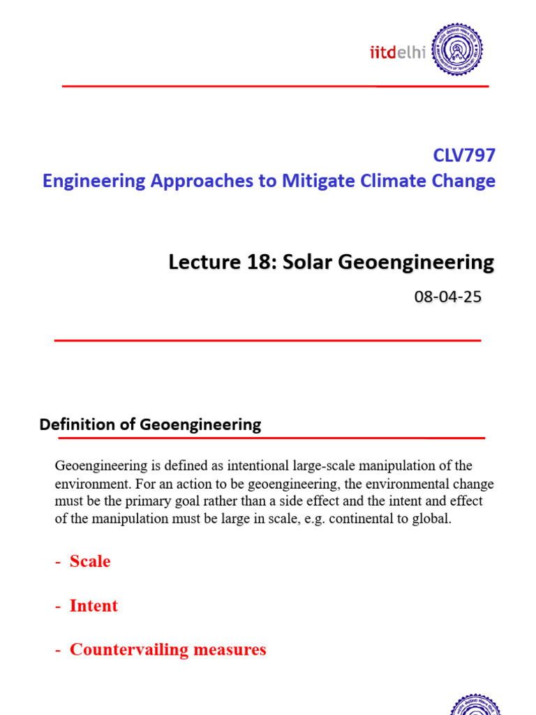 Lecture - 18 - Engineering Approaches To Mitigate Climate Change | PDF ...