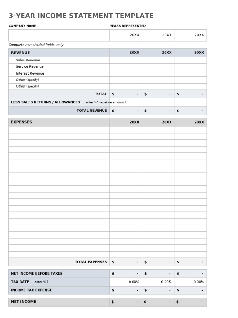 3 Year Income Statement | PDF