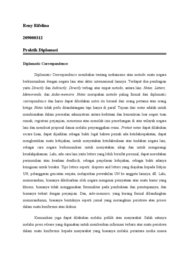 Mekanisme Surat Diplomatik | PDF