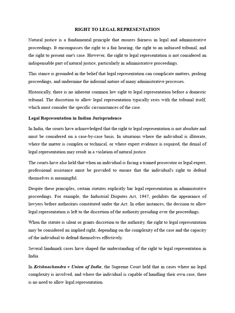 Right to Legal Representation Explained | PDF | Right To Counsel | Tribunal