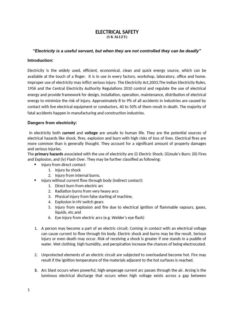 Electrical Safety: Hazards & Prevention | PDF | Fuse (Electrical ...