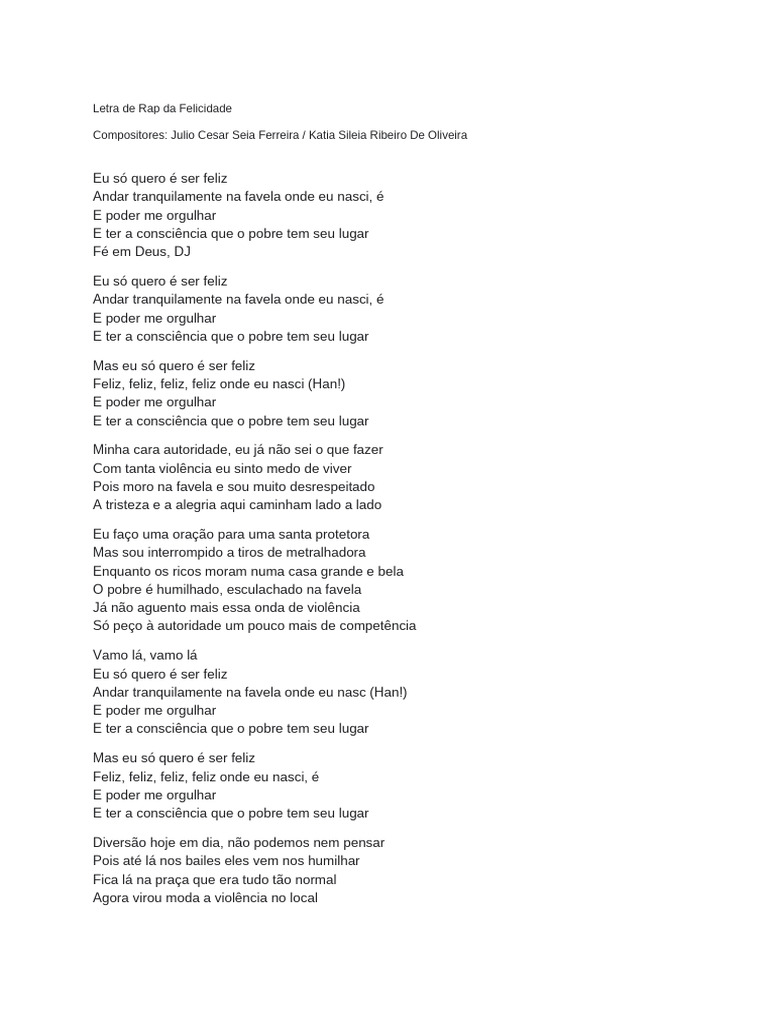 Rap da Felicidade na Favela | PDF | Favela