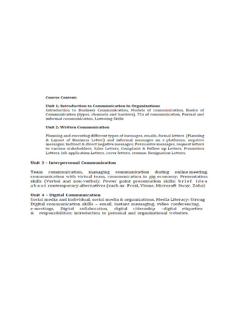 Unit 1 - Business Communication - FY BBA Sem-1 (Regular) | PDF ...