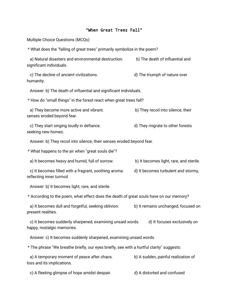 When The Great Trees Fall | PDF | Metaphor | Grief