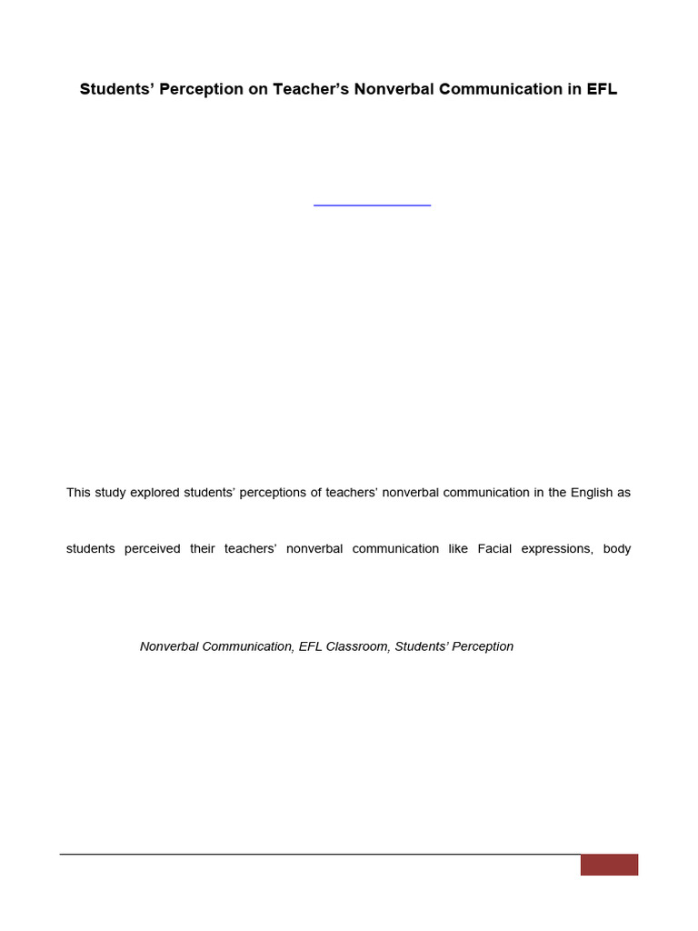 Nonverbal Communication in EFL Classrooms | PDF | Nonverbal ...