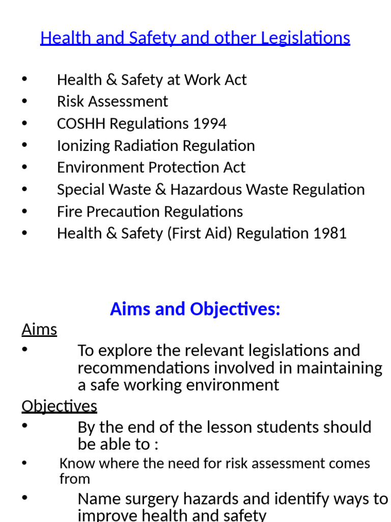 Essential Health and Safety Legislation Guide | PDF | Occupational ...
