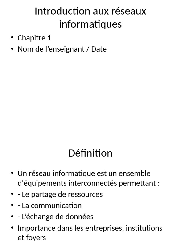Introduction aux réseaux informatiques | PDF