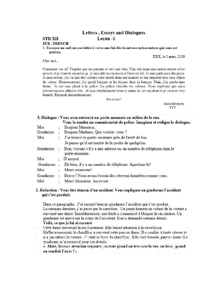 French Notes Lec 1 - 4 2020 | PDF