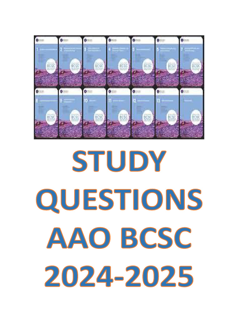 Study Questions for AAO BCSC 2024-2025 | PDF | Coronary Artery Bypass ...