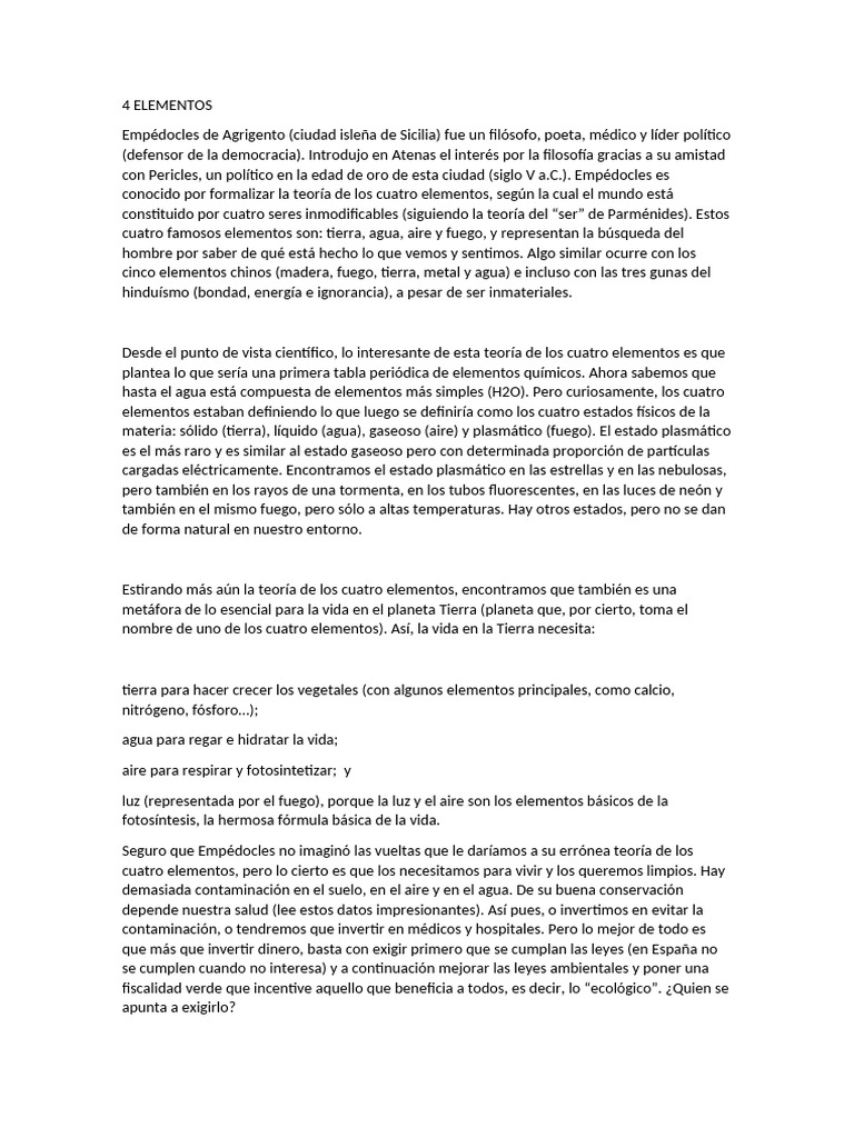4 Elementos | PDF | Agua | Incendios