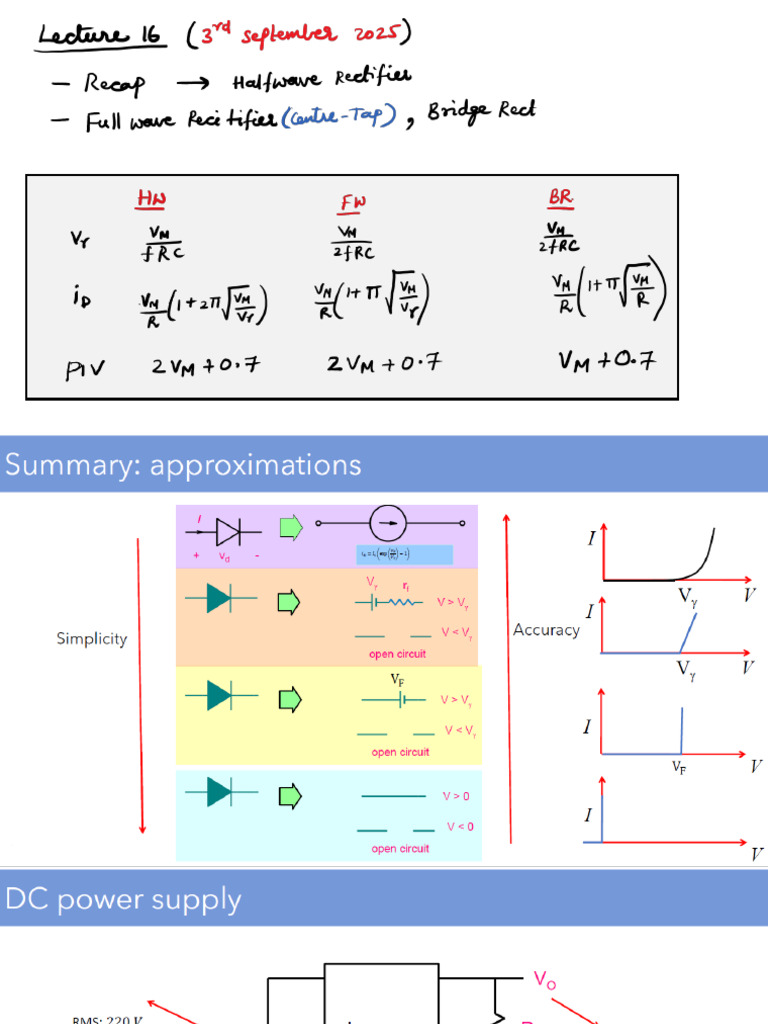 Lecture 16 - 250903 | PDF | Rectifier | Electricity