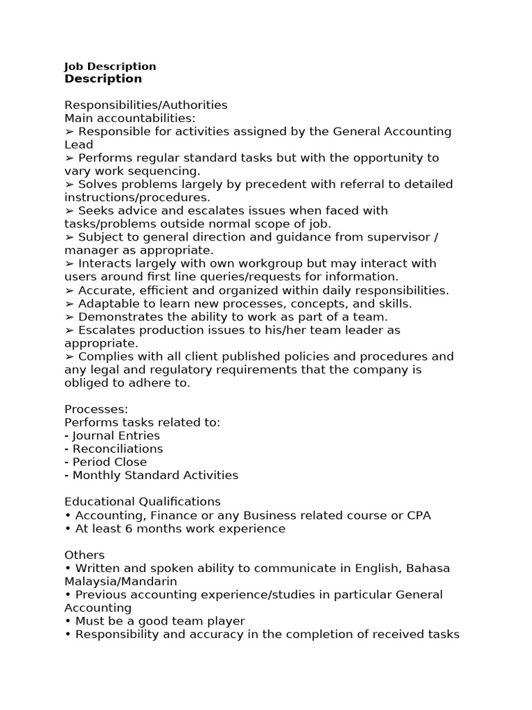 Aspiro GA Job Description | PDF