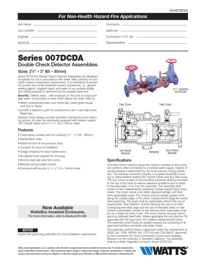 Double Check Detector Assemblies Guide | PDF | Valve | Screw