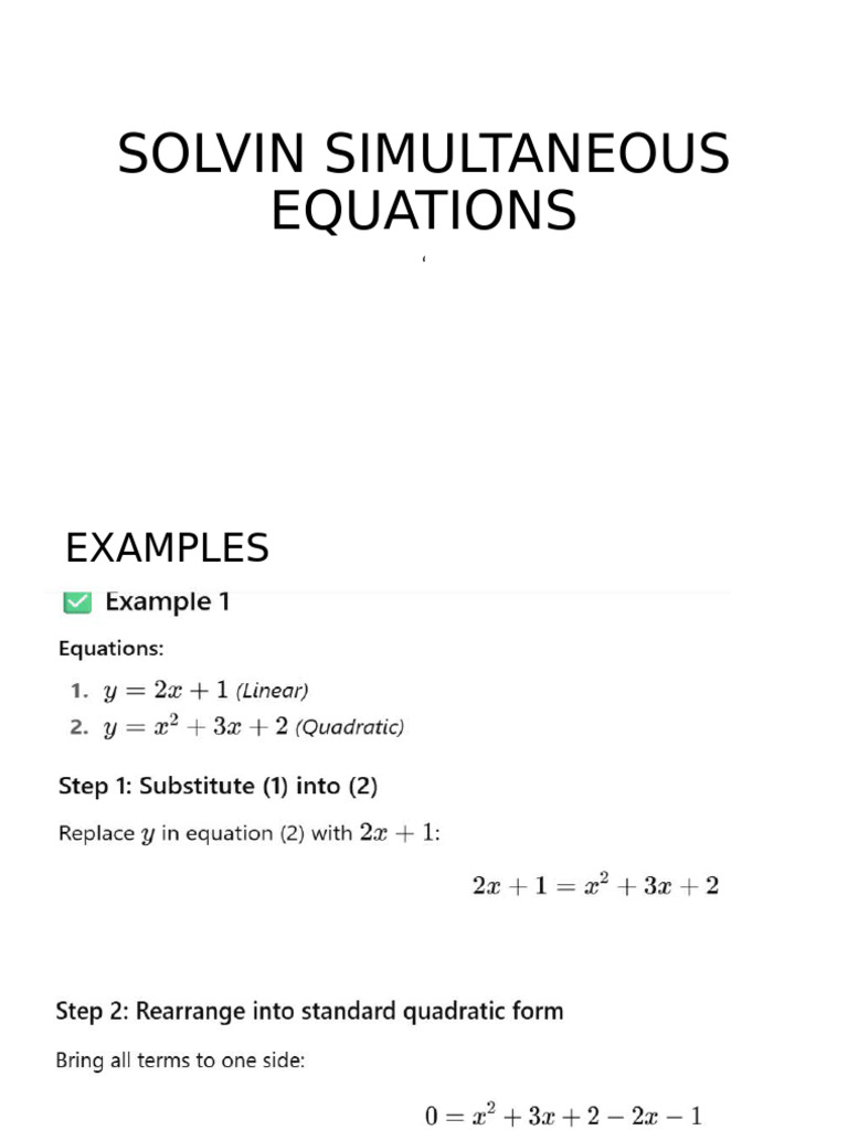 Simultaneous Equations | PDF