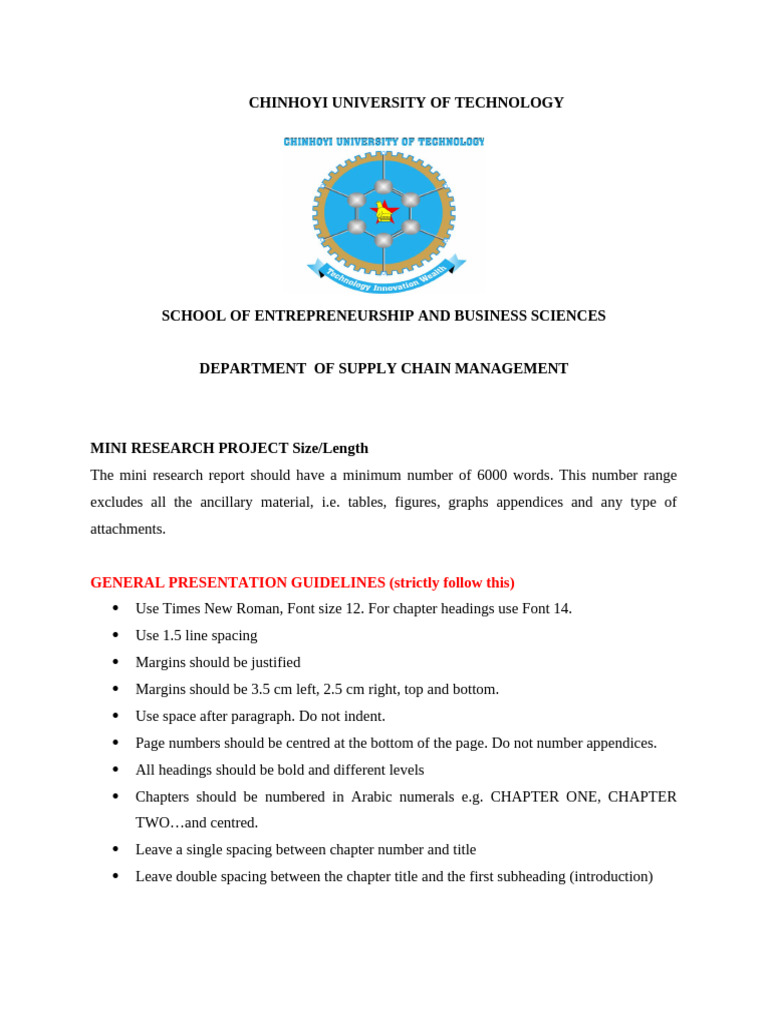 Mini Research Project Guidelines | PDF | Data Analysis | Methodology