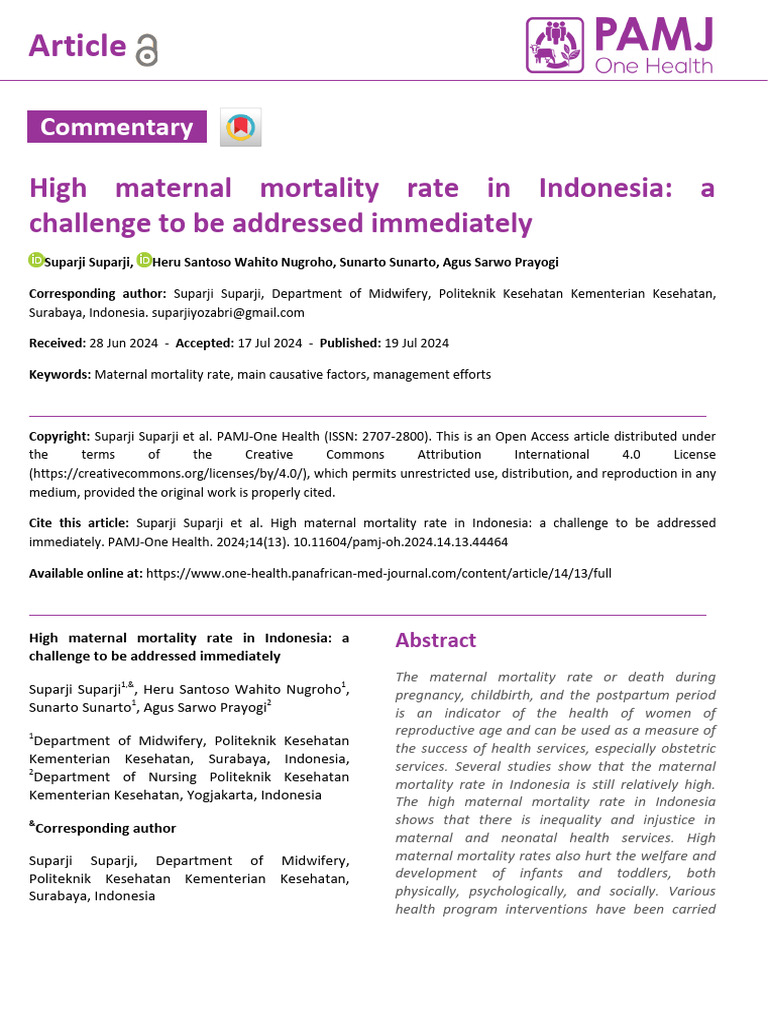 Addressing Indonesia's High Maternal Mortality | PDF | Maternal Death ...