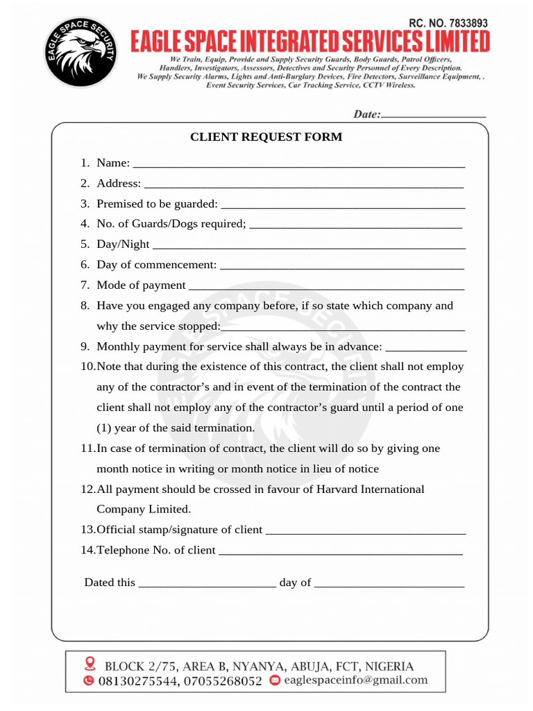 Client Request Form | PDF