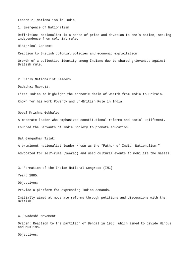 Short Notes - History - 2 - Nationalism in India | PDF | British Raj ...