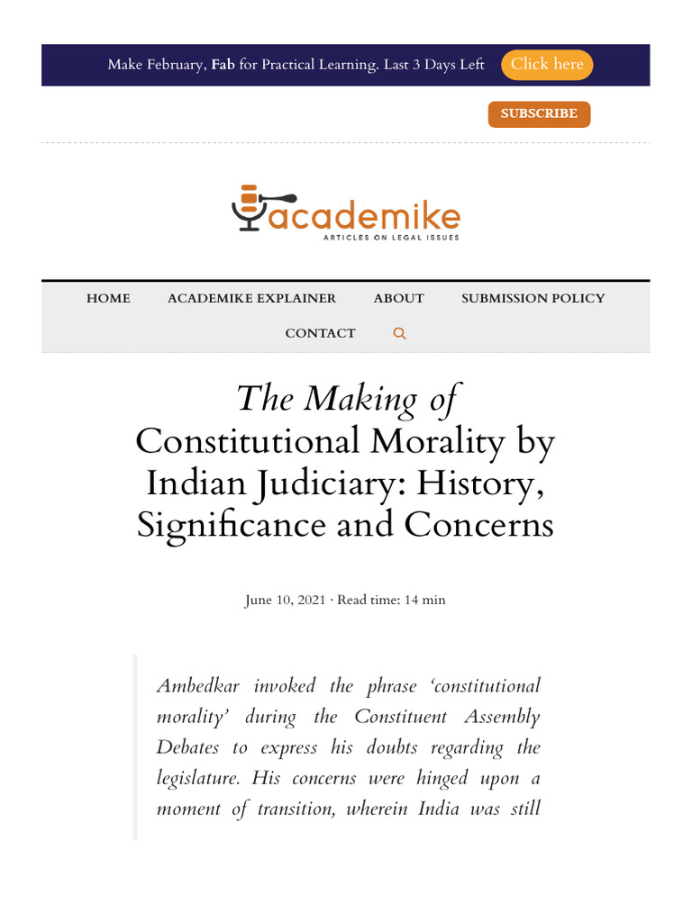 Constitutional Morality in Indian Judiciary | PDF | Morality | Constitution